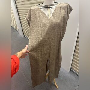 Elegant Tan Cropped Croc Print Jumpsuit